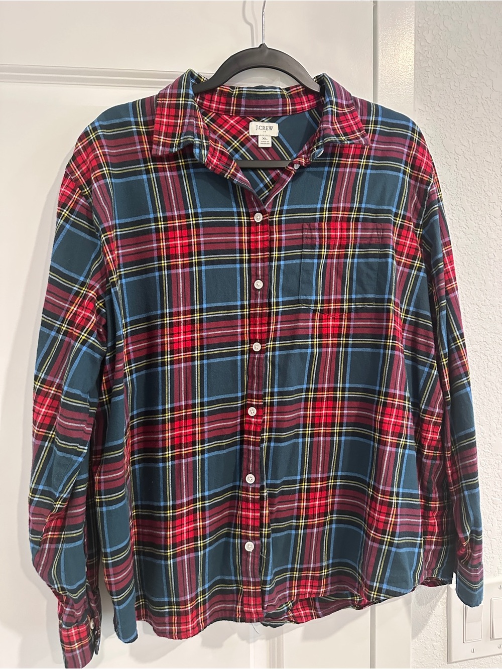 J.Crew Factory Tartan Plaid Flannel Button Down Shirt Size XL